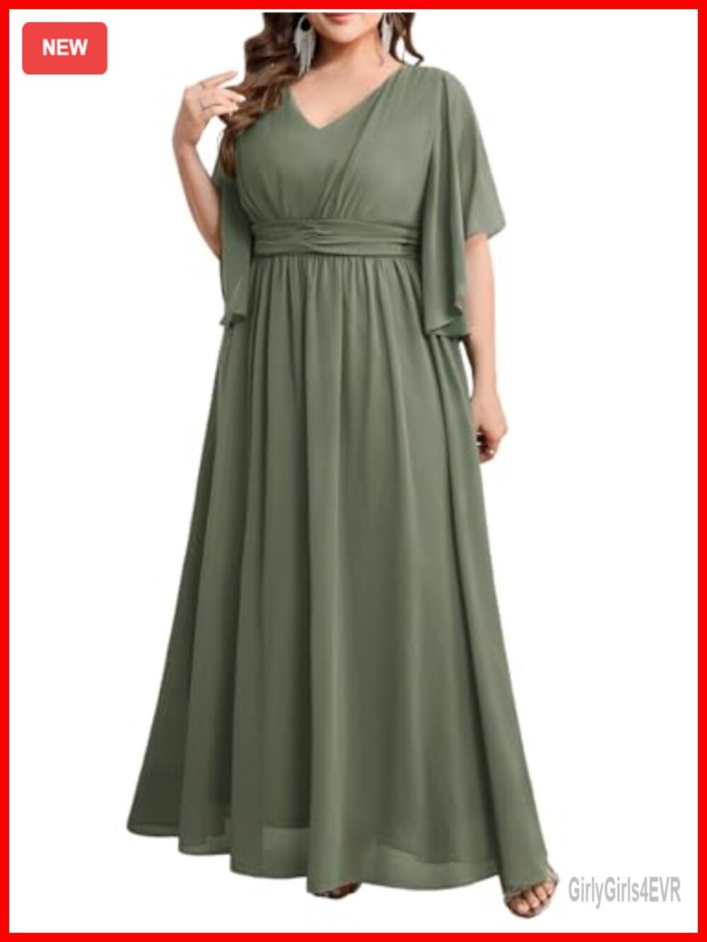 Plus Size Chiffon A-Line Maxi Bridesmaid Mother of Bride Formal Dress